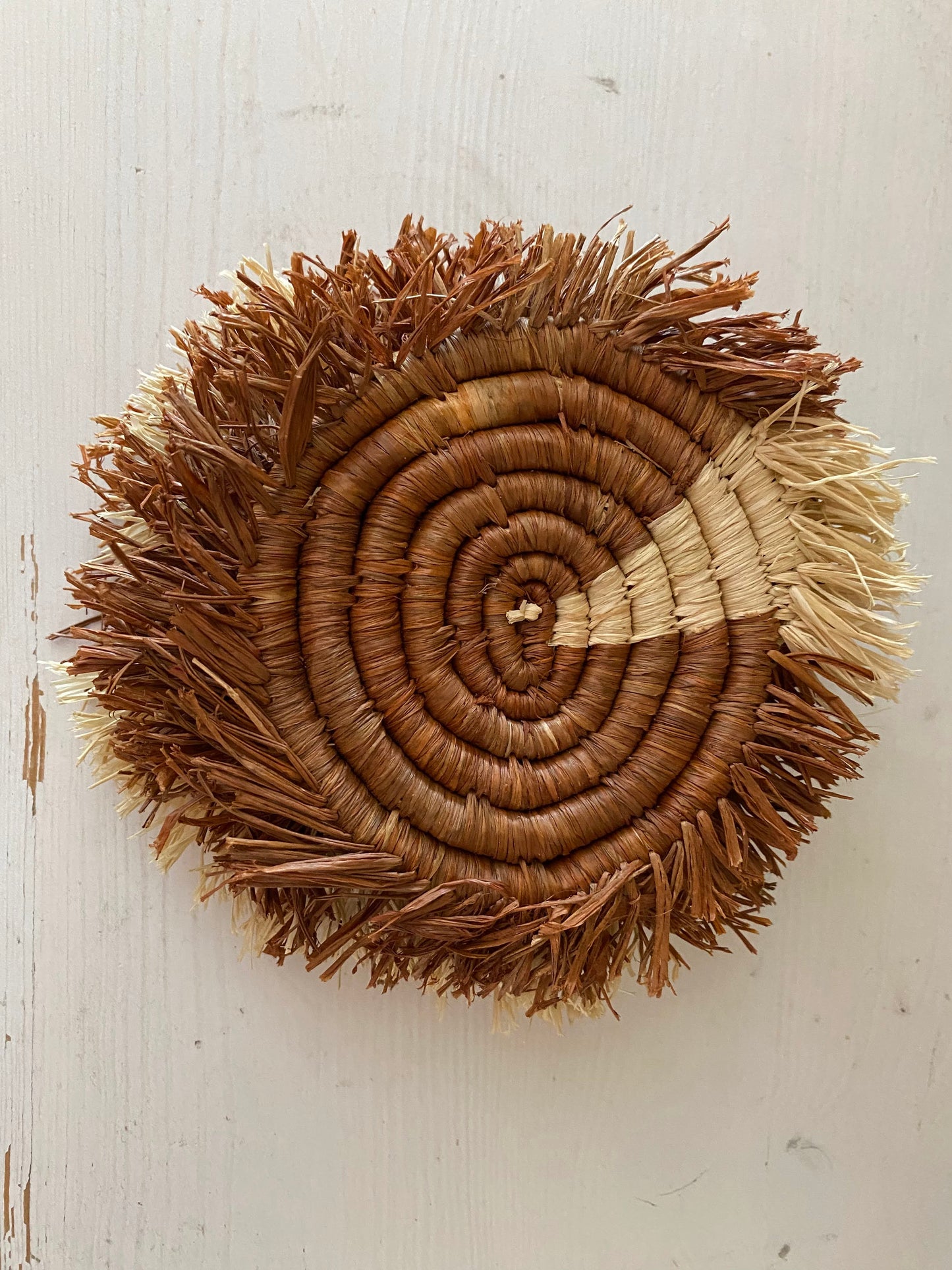 Brown Fringe Raffia Coasters