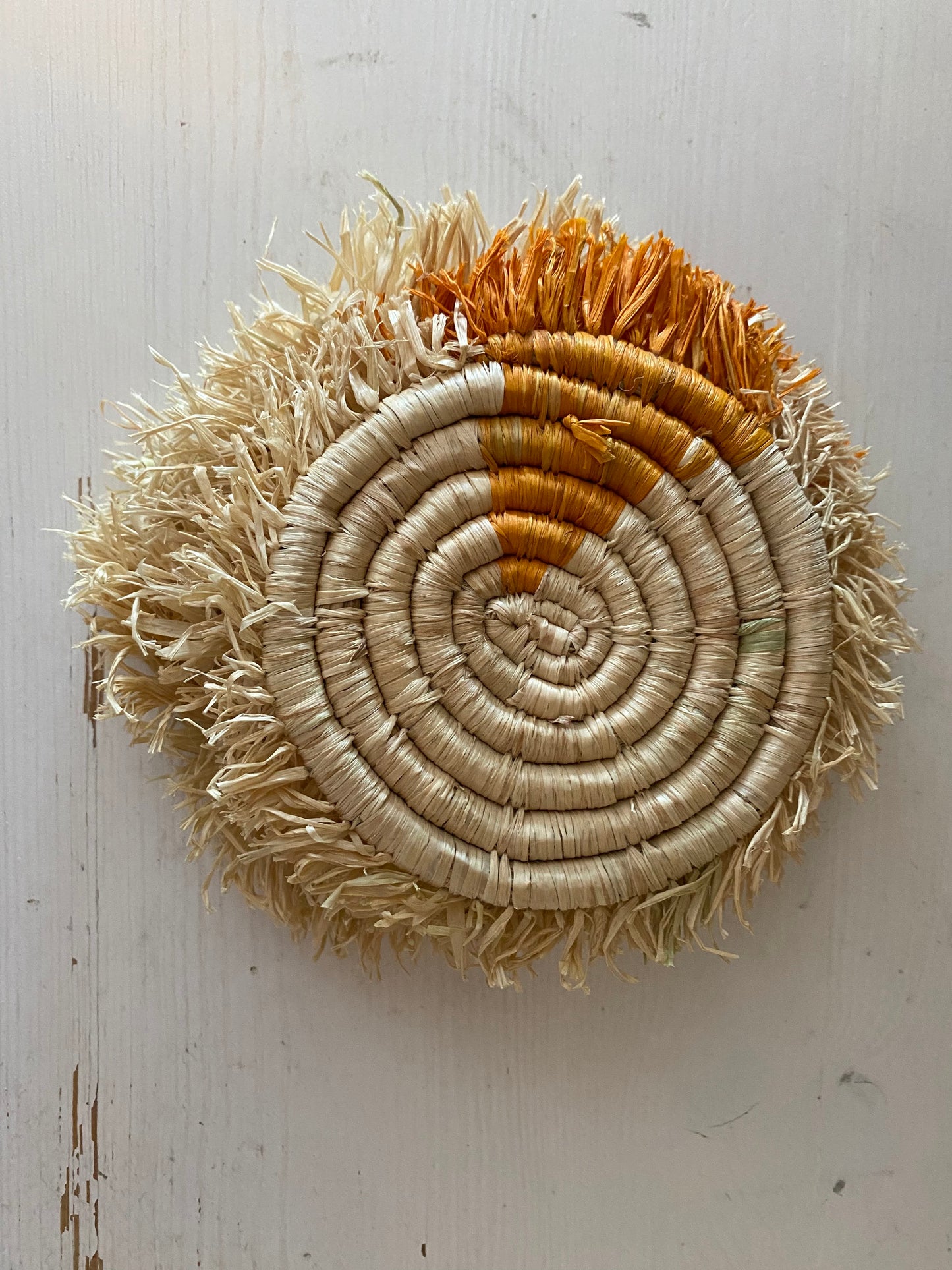 Orange Fringe Raffia Coasters
