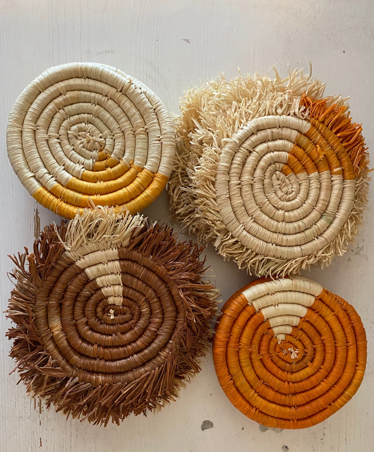 Yellow Raffia Coasters