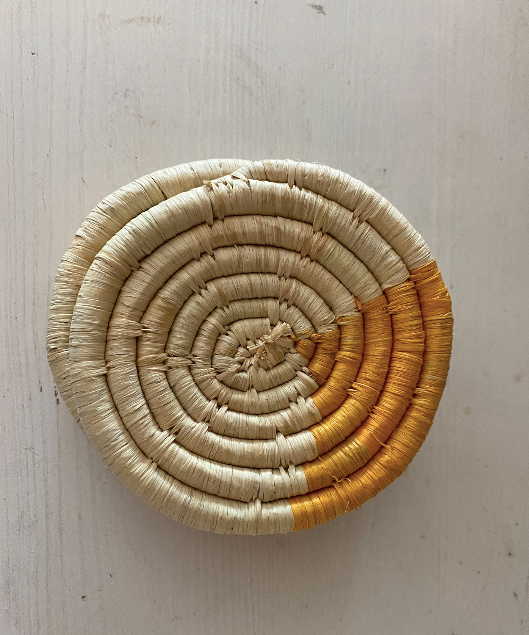 Yellow Raffia Coasters